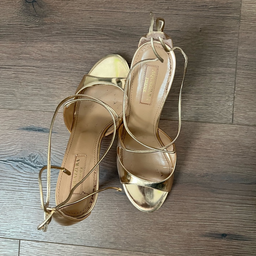 Aquazurra, gold leather sandal
